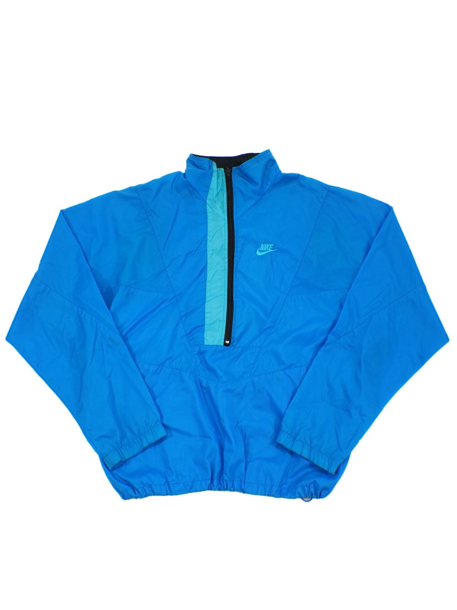 90s　NIKE　ハーフジップ　ナイロンプルオーバージャケット　バイカラー　L 90's NIKE ハーフジップ ナイロンジャケット ライトブルー 表記