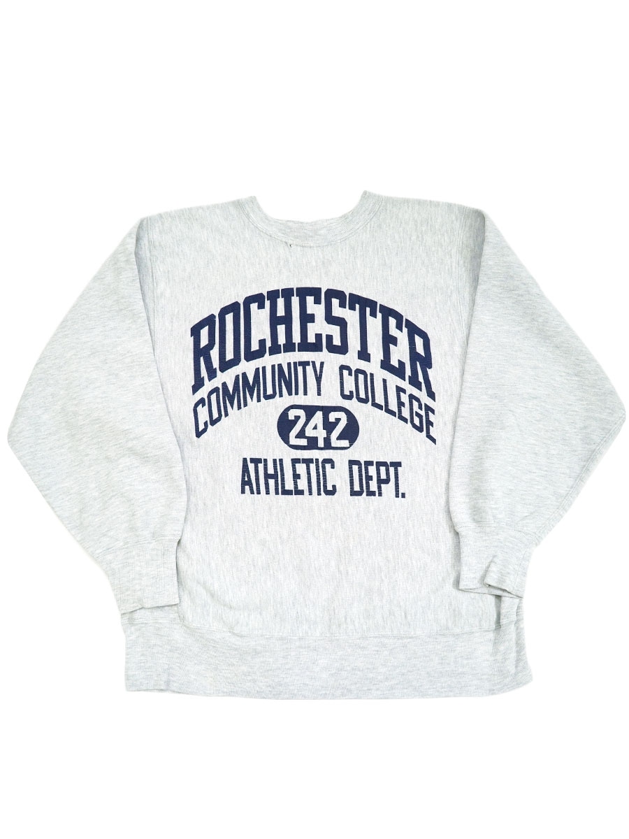90's 刺繍タグ チャンピオンRW ''ROCHESTER COMMUNITY COLLEGE'' 4段プリント 表記(XL) USA製