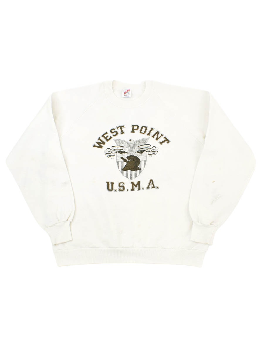 80's JERZEES ''WEST POINT U.S.M.A'' ラグランスウェット 白 表記(XL