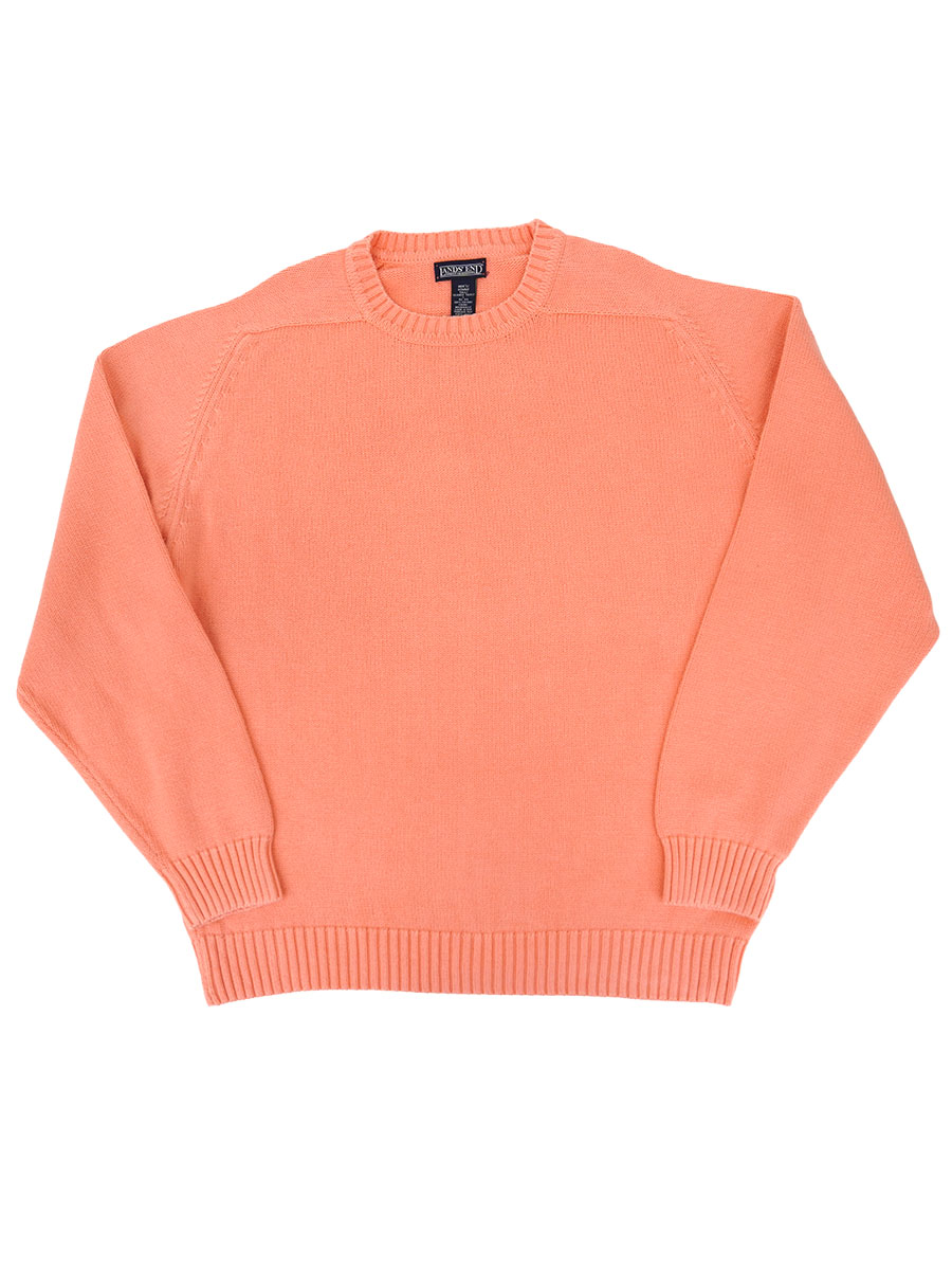 90's LANDS' END 単色 サドルショルダー コットンニットセーター