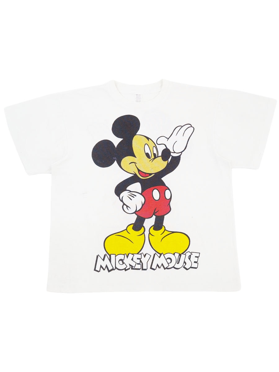 レア！完売！フレームワーク ミッキー Tシャツ ホワイト 80's～ ''日焼けミッキーマウス'' 両面プリント Tシャツ ホワイト 表記