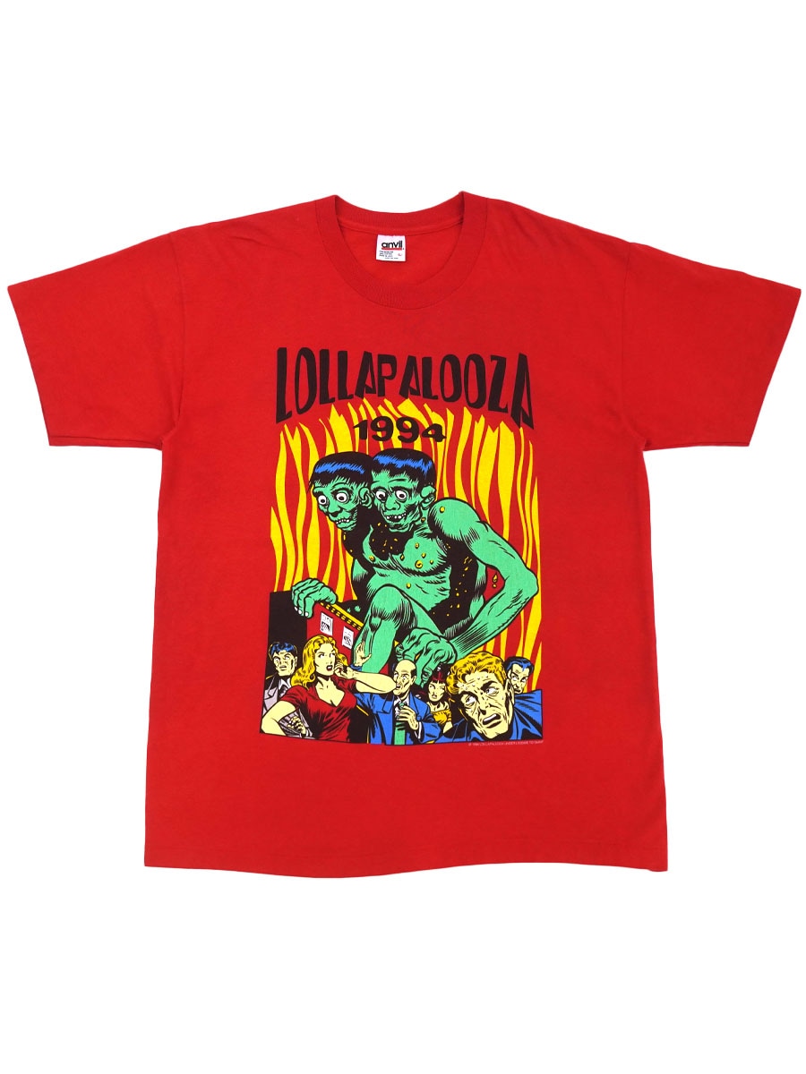 LOLLAPALOOZ 92年 ANVIL製 90's anvil ''LOLLAPALOOZA 1994'' 両面プリント Tシャツ レッド 表記
