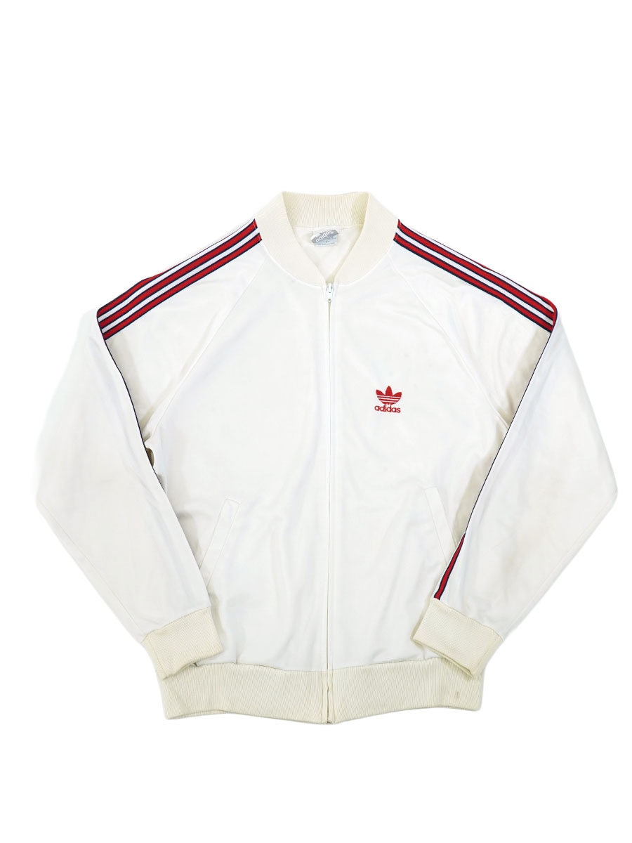 80's adidas スリーストライプ トレフォイルロゴ トラックジャージ 白x