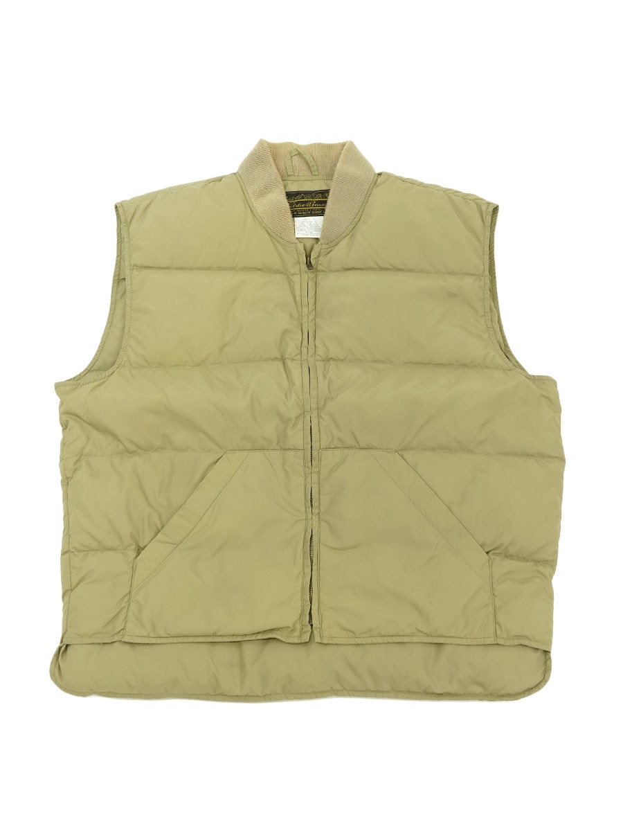 80's 黒タグ エディーバウアー ダウンベスト ベージュ 表記(L) USA製