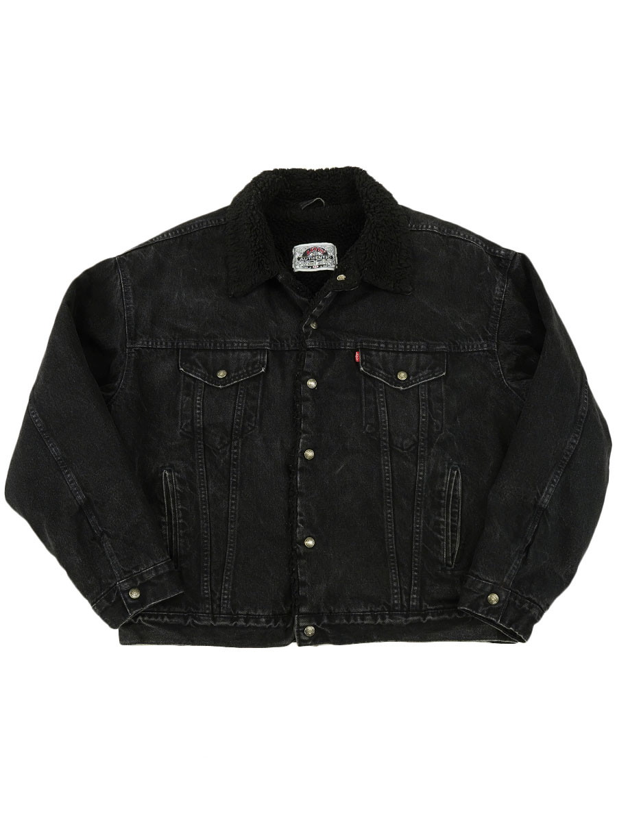 90's Levi's ブラックデニム ボアジャケット 表記(XL) オールブラック