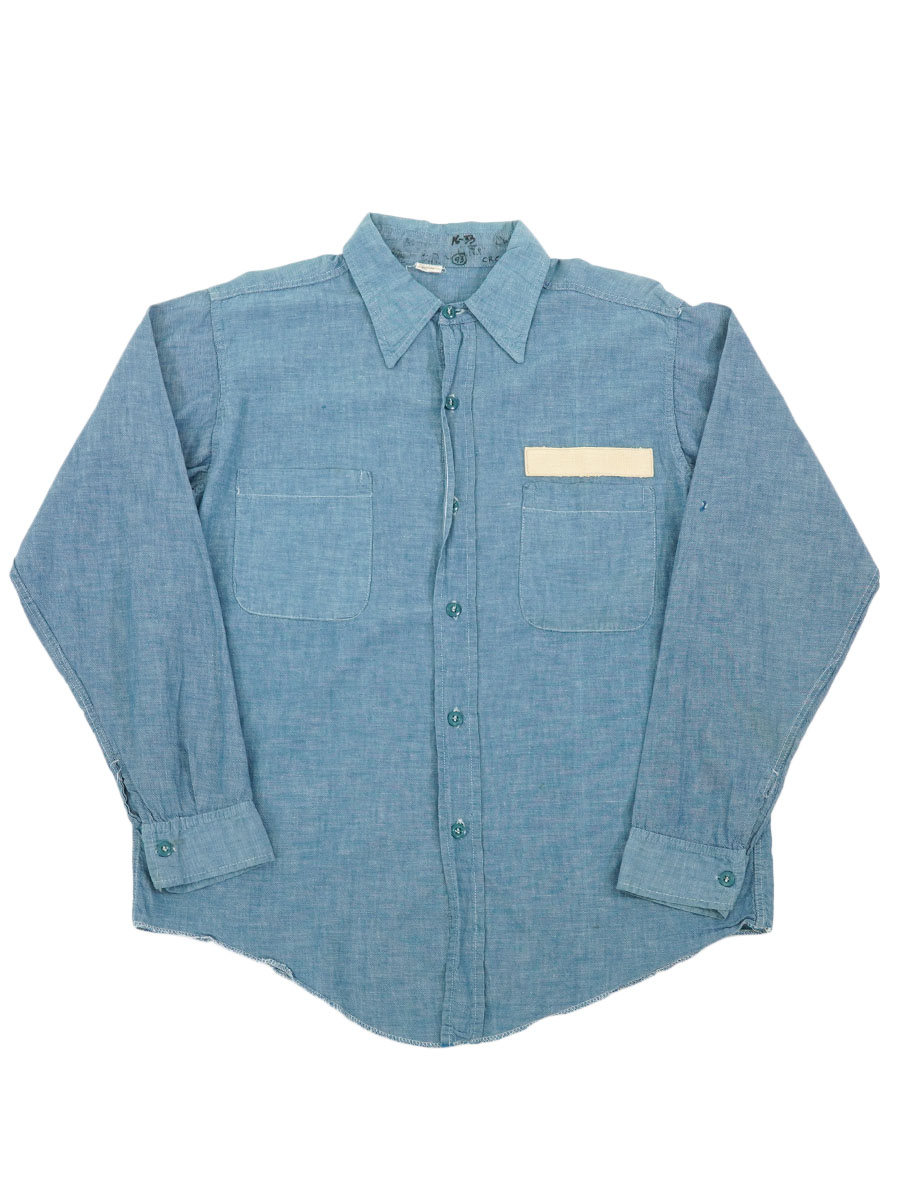 60's～ シャンブレーシャツ 実寸(15位) ワッペン 