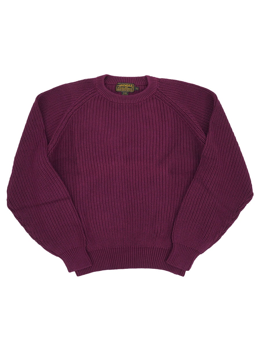 80's～ エディバウアー コットンニットセーター ブラックベリー 表記(L