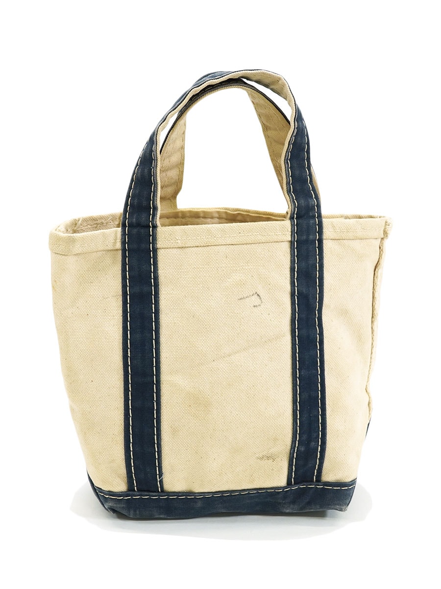 70's L.L.Bean BOAT AND TOTE 生成りx紺 ポケット付き