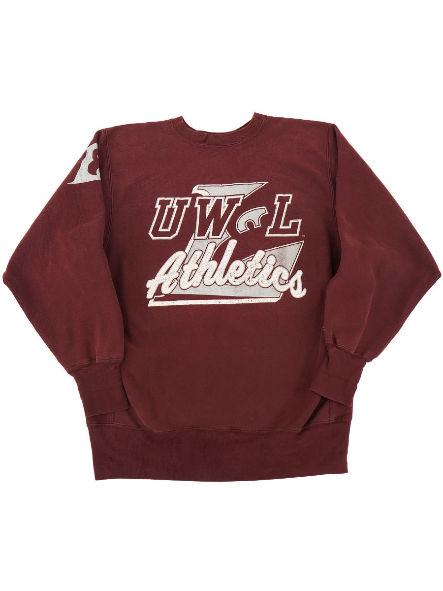 90's 刺繍タグ チャンピオンRW ''UW L ATHELTICS'' 肩プリント エンジ