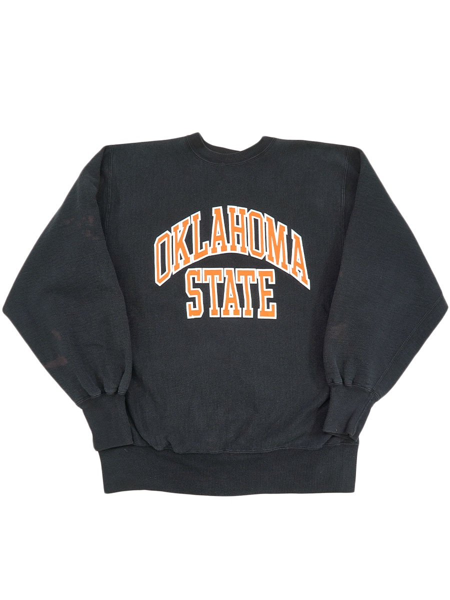 レアBIG！60's〜70'sアメリカヴィンテージ　闘牛士柄woolラグ　USA 90's 刺繍タグ チャンピオンRW ''OKLAHOMA STATE'' ブラック 表記(XXL