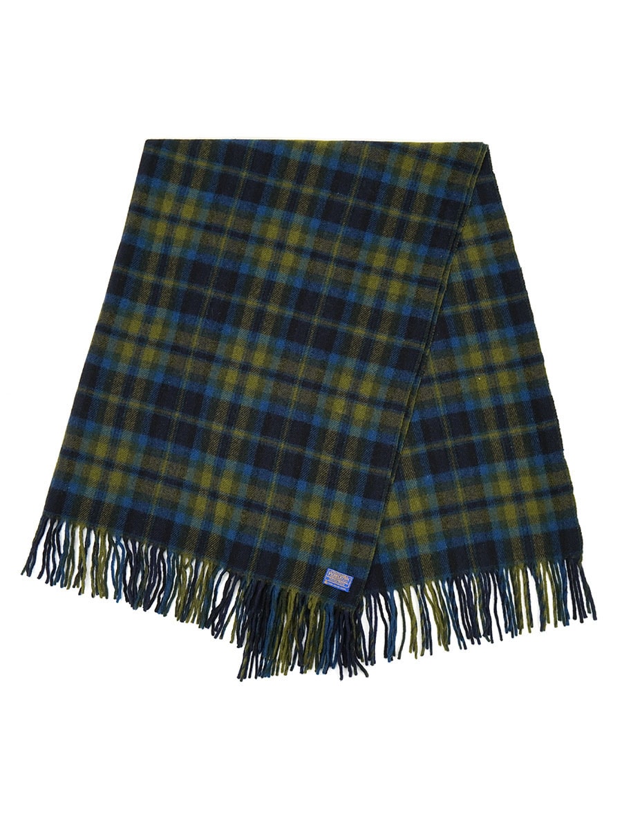 【美品ヴィンテージ】WILSON ウール チェック柄 ブランケット　グリーン系 60's PENDLETON タータンチェック ウールブランケット 実寸(175x128cm