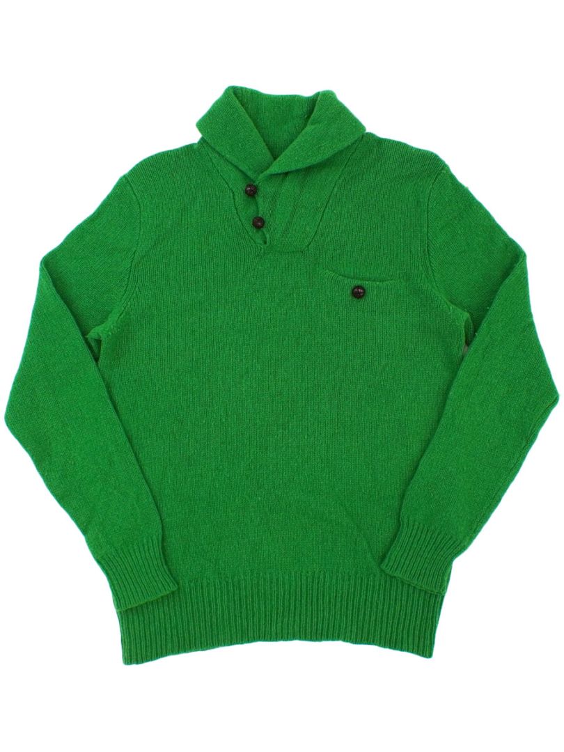 ラルフローレン ショールカラー ウールニットセーター グリーン 表記(M