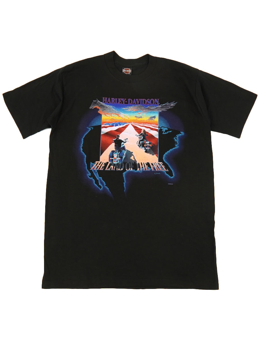 90's H-D ハーレーダヴィッドソン ''THE LAND OF THE FREE'' 両面