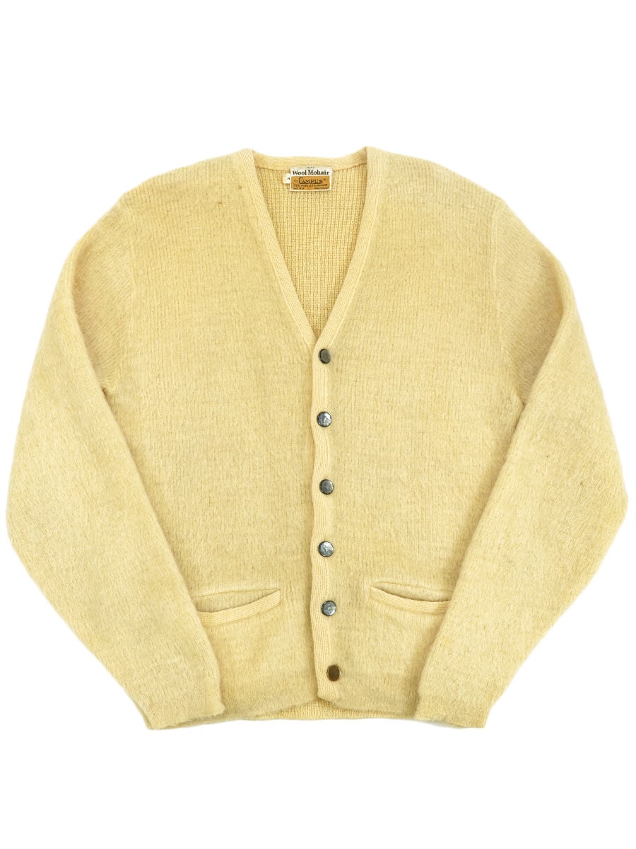 60's CAMPUS ウール×モヘア ニットカーディガン ベージュ 表記(M)