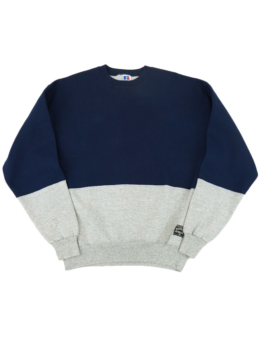 90's RUSSELL ATHLETIC バイカラー 前Vスウェット 表記(L) USA製