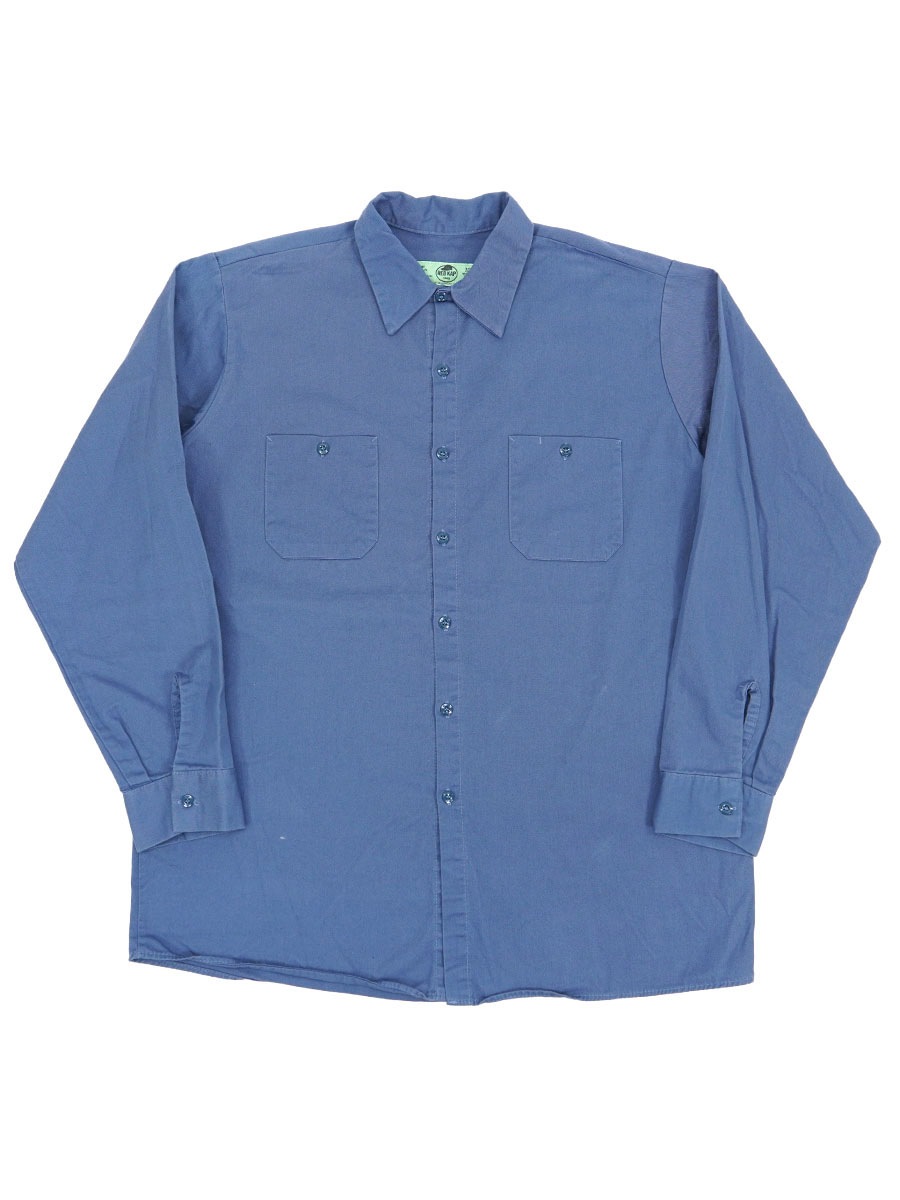 90's～ RED KAP 100％コットン ワークシャツ ヒヤシンスブルー 実寸(XL)