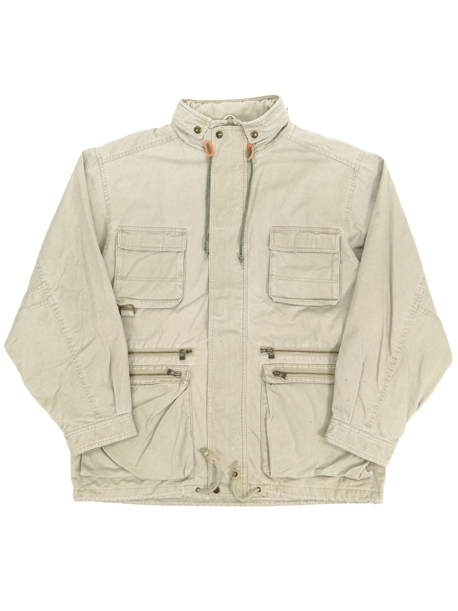 90's 黒タグ Eddie Bauer 裏フライ柄 フィールドジャケット カーキ 表記(L)