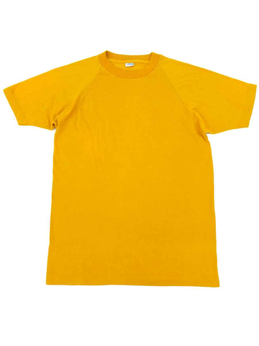 70's バータグ チャンピオン 無地 ラグランTシャツ カラシ 表記(L)
