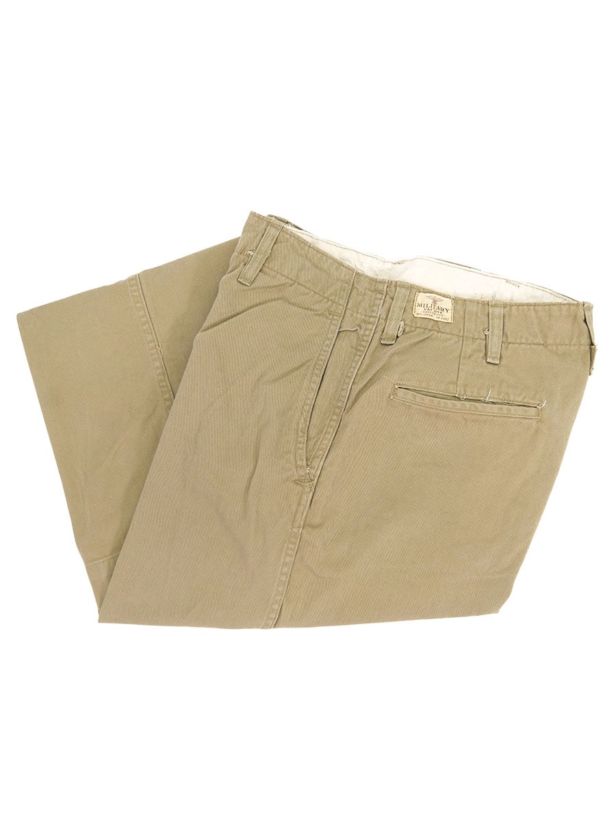 70's MILITARY VAT DYE チノトラウザーズ ジッパーフライ 実寸(32x28位)