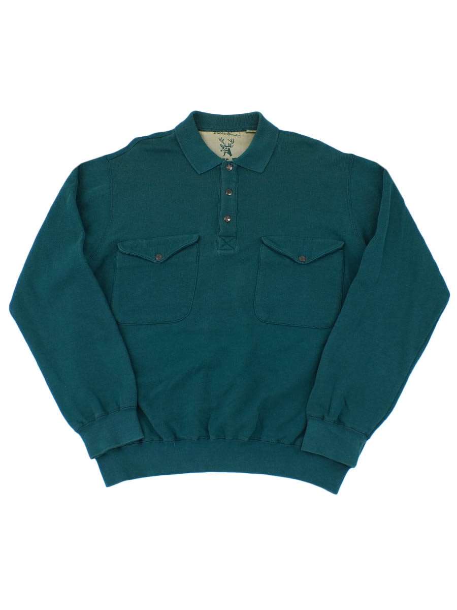 90's Eddie Bauer スウェット ポロシャツ ティール 表記(L)