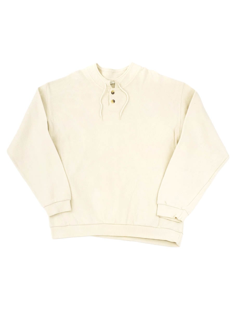 90's ハーフボタン 無地 カットソースウェット アイボリー 表記(L) USA製