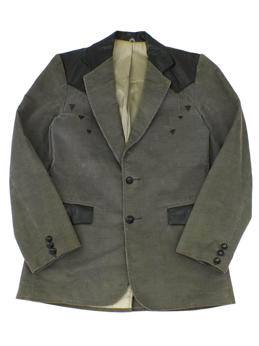 80's PIONEER WEAR レザーヨーク切り替え コーデュロイジャケット グレー 表記(36)