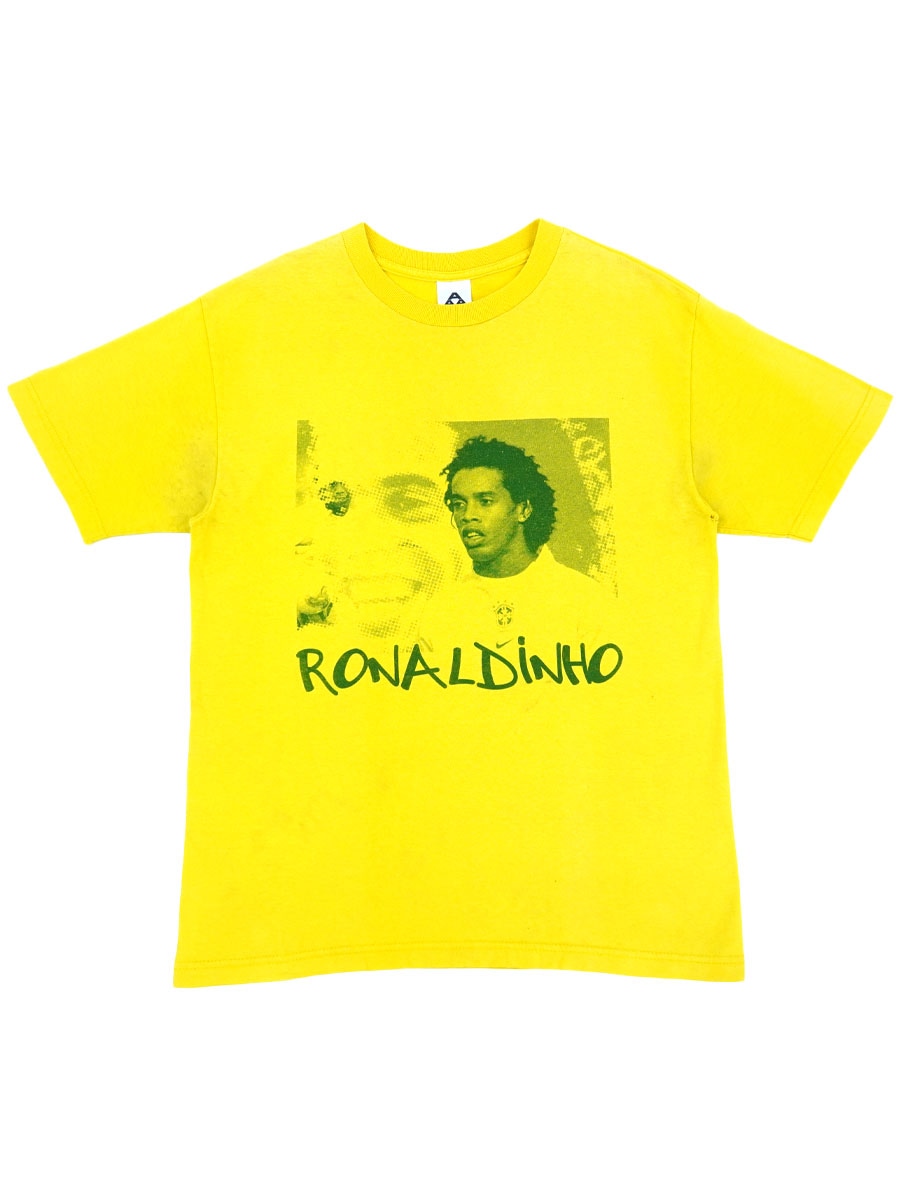 00's AAA ''RONALDINHO'' プリントTシャツ イエロー 表記(M)