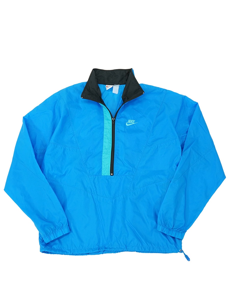 90's NIKE ハーフジップ ナイロンジャケット ライトブルー 表記(L
