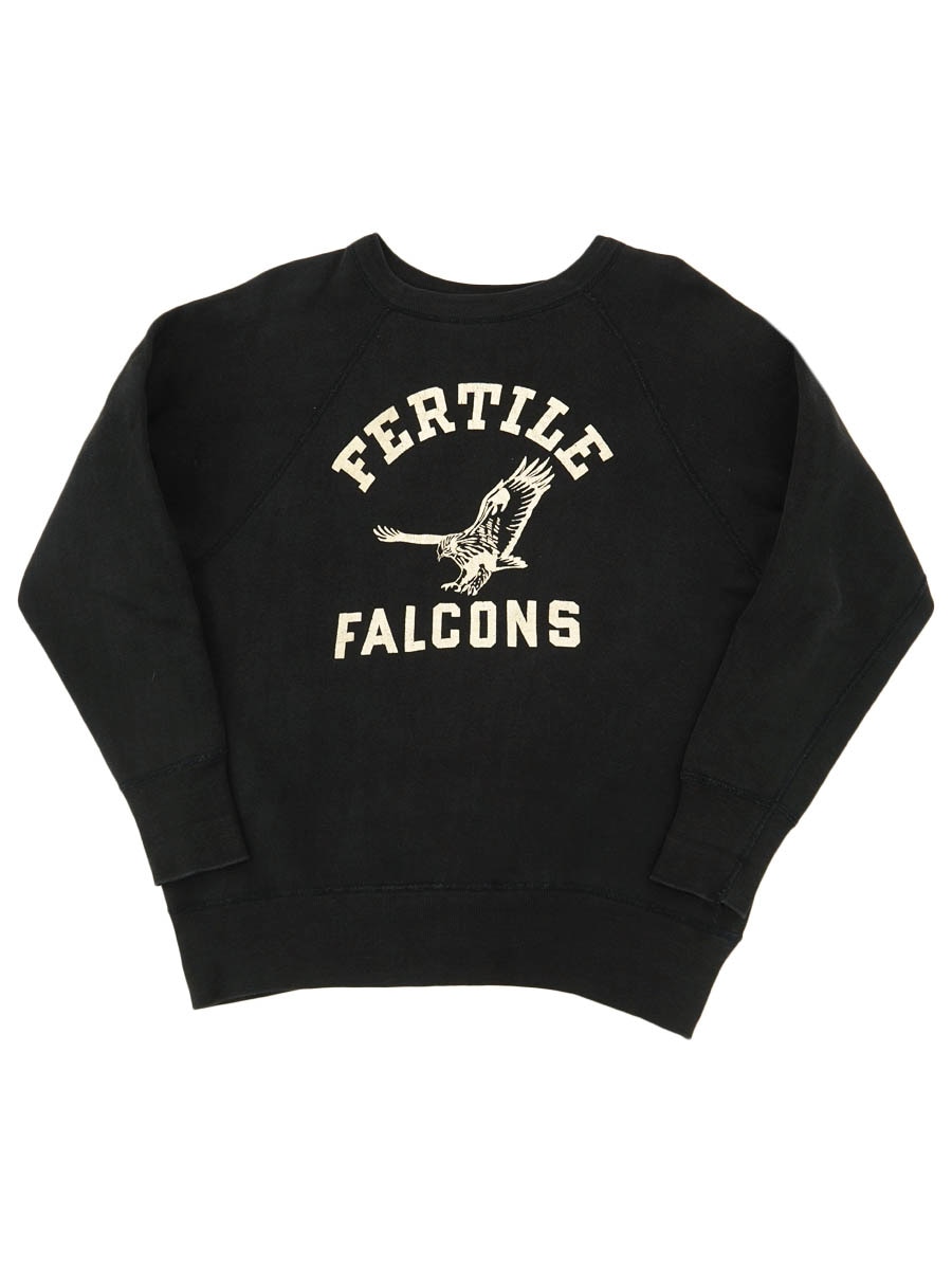 60's ランタグ チャンピオン ''FERTILE FALCONS'' 3段フロッキープリント スウェット ブラック 表記(M)