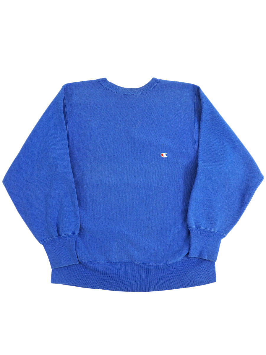 80's プリントタグ チャンピオンRW 無地 群青色 表記(L) USA製