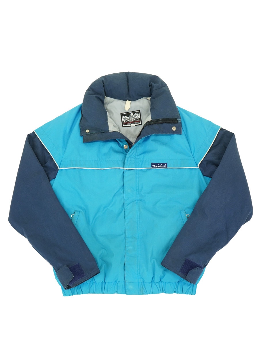 80's Powderhorn  2トーン切り替え ダウンジャケット ターコイズ×ネイビー 表記(M) USA製