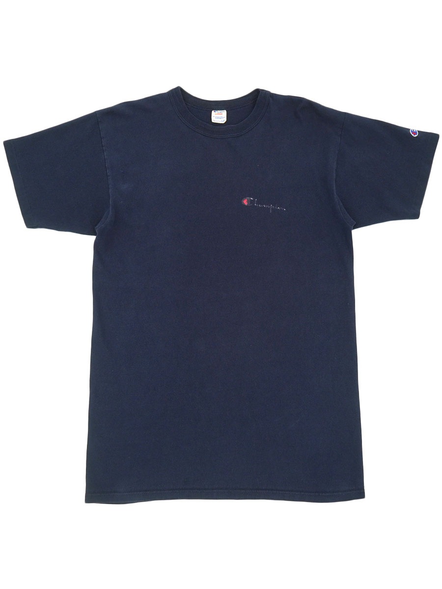 80's トリコタグ チャンピオン スクリプトロゴプリント Tシャツ ネイビー 表記(L) USA製