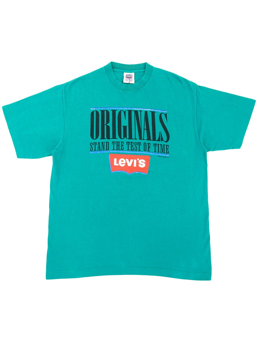 90's LEVI'S SHIRTS ''ORIGINALS STAND THE TEST OF TIME'' プリントTシャツ エメラルドグリーン 表記(XL) USA製