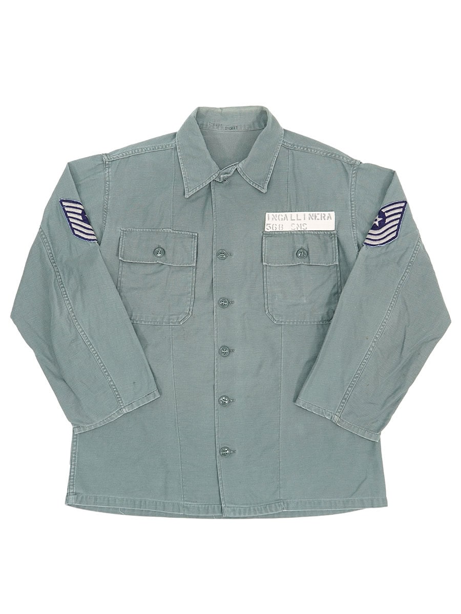 50's U.S.AIR FORCE ユーティリティシャツ セージグリーン 実寸(16位) ワッペン