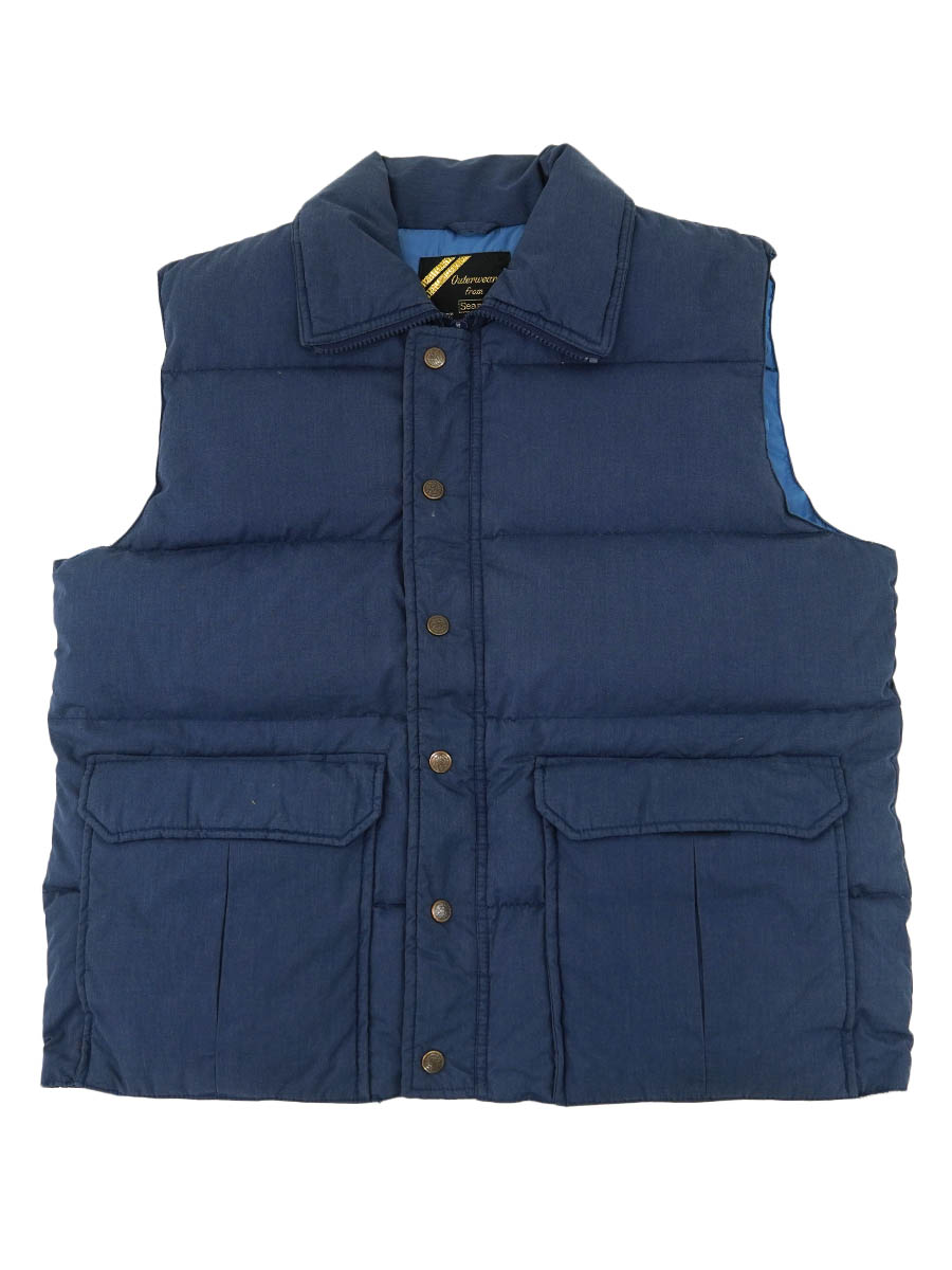 70's～ SEARS ダウンベスト ネイビー 表記(L)