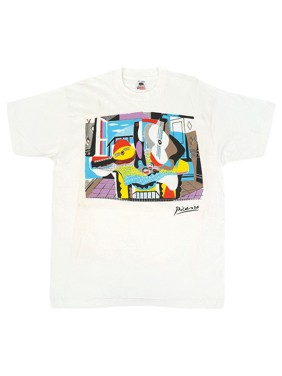 90's FRUIT OF THE LOOM パブロ・ピカソ ''マンドリンとギター'' アートTシャツ 表記(XL) USA製 DEAD