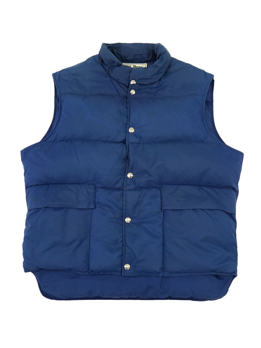 80's～ L.L.BEAN 2ポケ ダウンベスト ネイビーブルー 実寸(L位