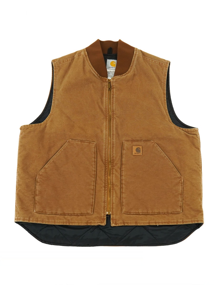 Carhartt ダックベスト 革パッチ メキシコ製 珍品 サイズL 90s古着 Carhartt カーハート ダックベスト メキシコ製 革パッチ