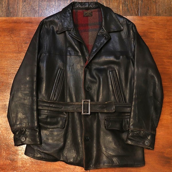 1930s LEATHER CAR COAT , Size 42