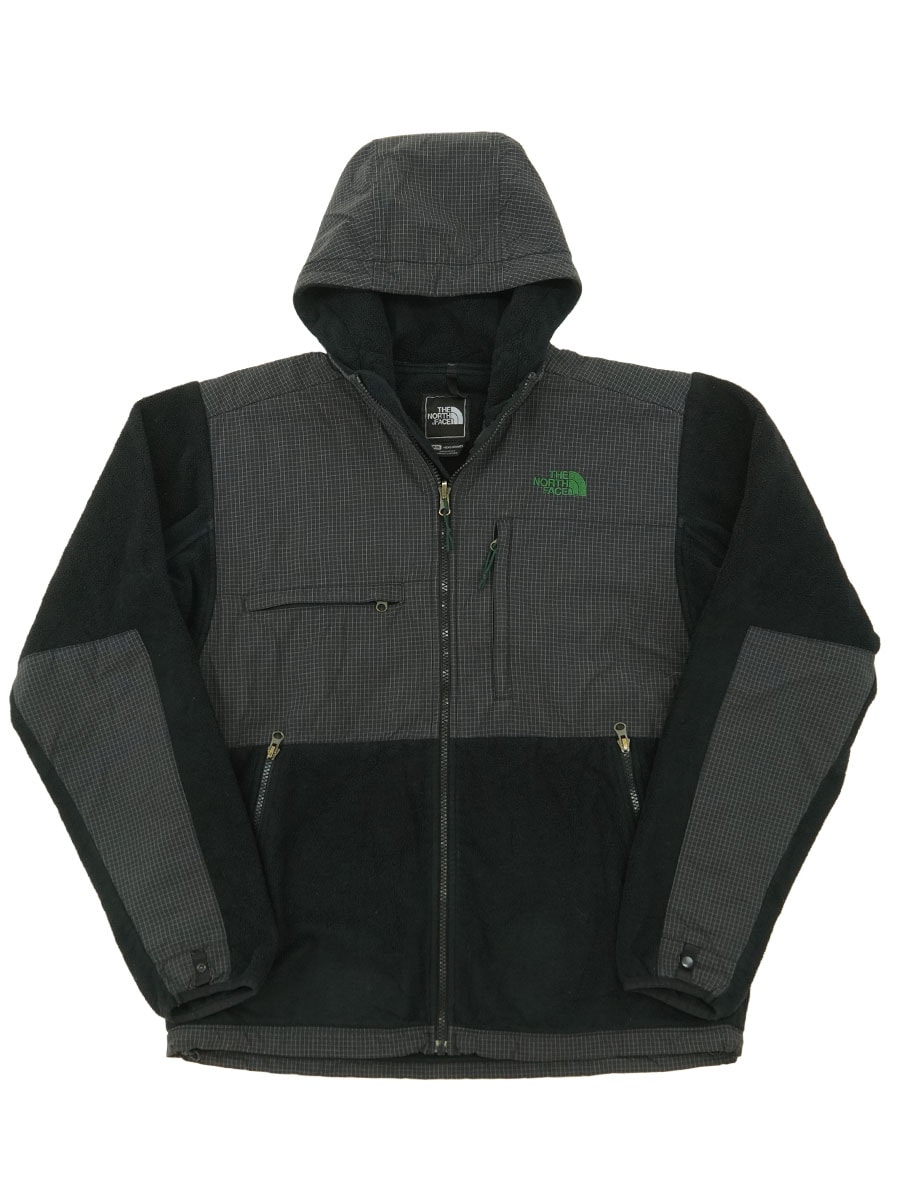 00's THE NORTH FACE ''DENALI'' チェック切り替え フリースパーカ ブラック 表記(M)