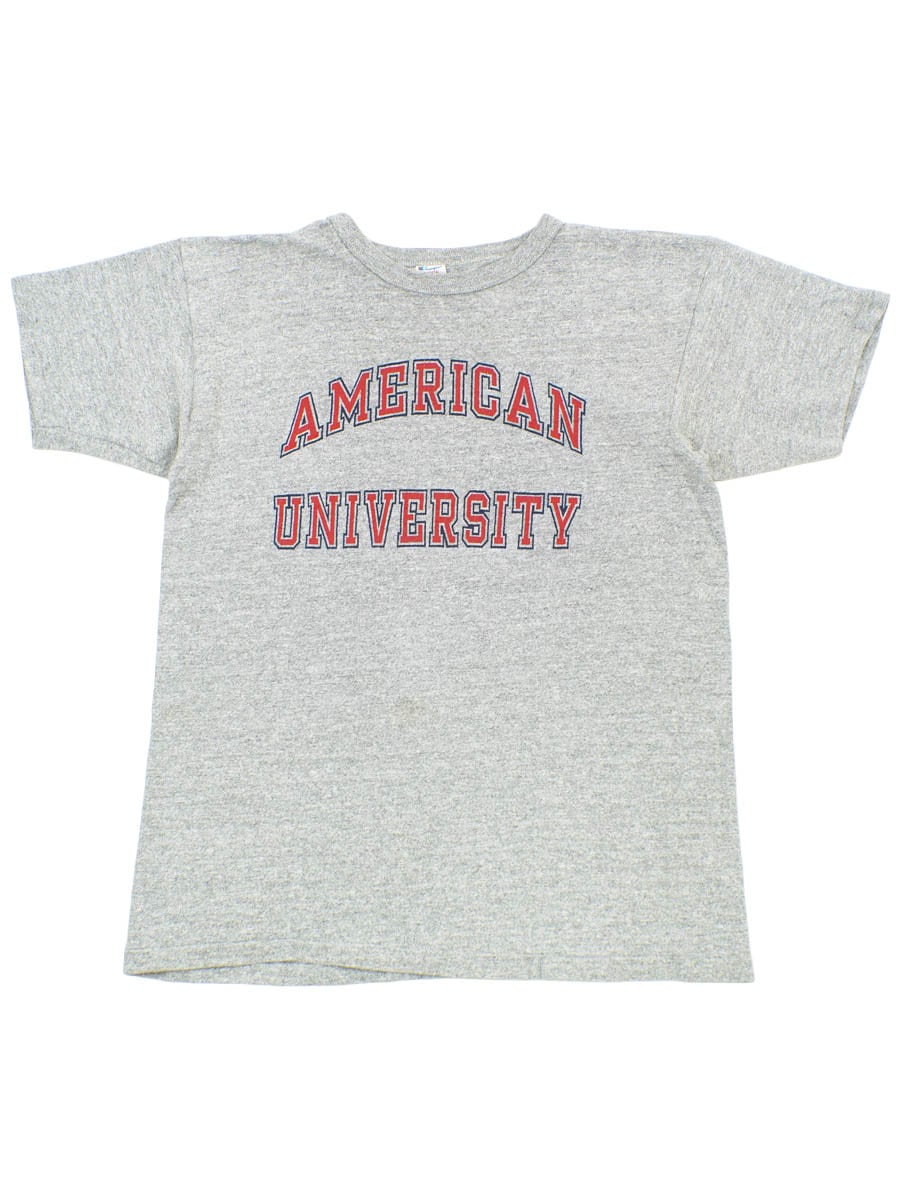 80's トリコタグ チャンピオン ''AMERICAN UNIVERSITY'' 霜降りTシャツ 表記(L)