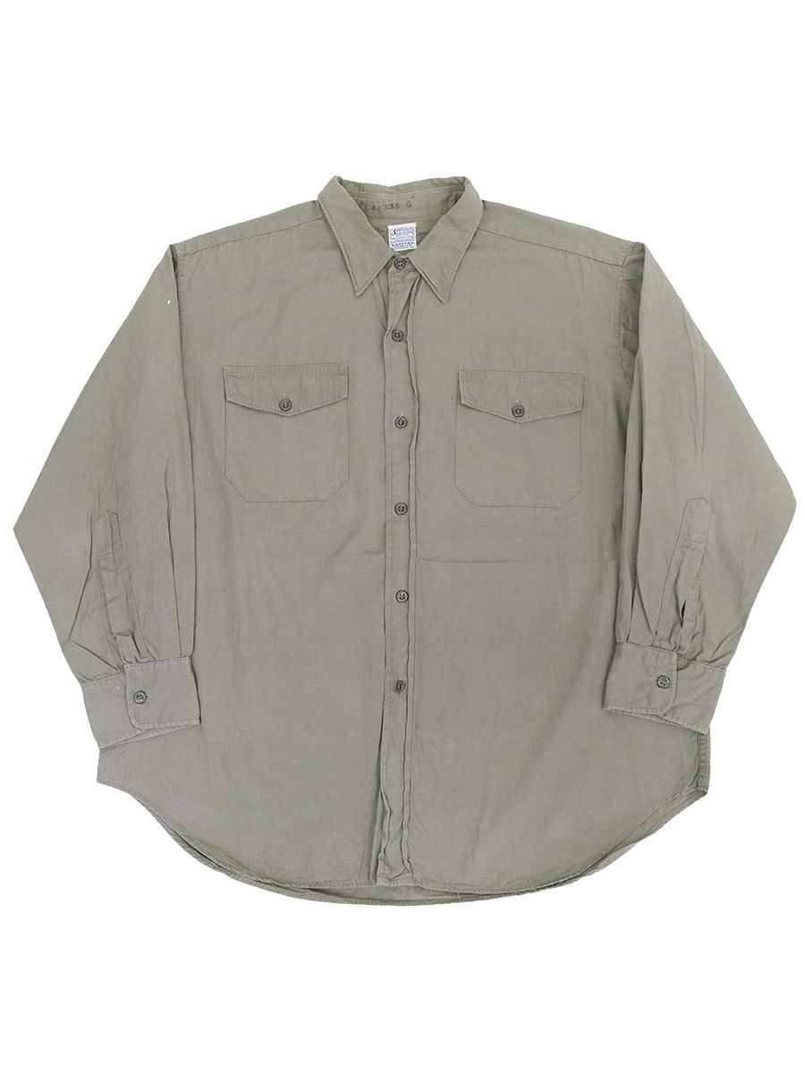 60's SIMPSON'S Soulette コットンポプリン ワークシャツ ライトグレー 実寸(17位)