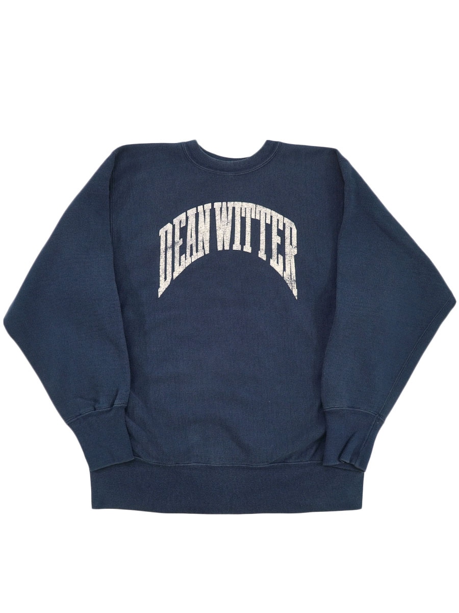 80's プリントタグ チャンピオンRW ''DEAN WITTER'' ネイビー 表記(L)