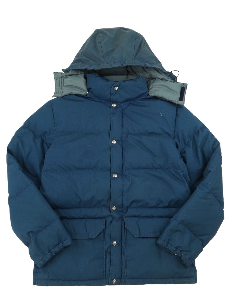 80's 茶タグ THE NORTH FACE フード付き ダウンジャケット ネイビー 表記(L) USA製