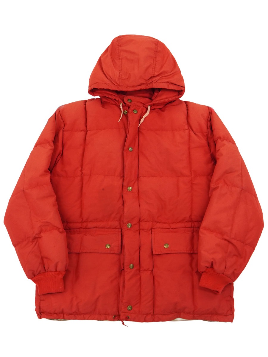 80's 黒タグ エディーバウアー KARAKORAM フード付き ダウンジャケット 赤 実寸(L位)