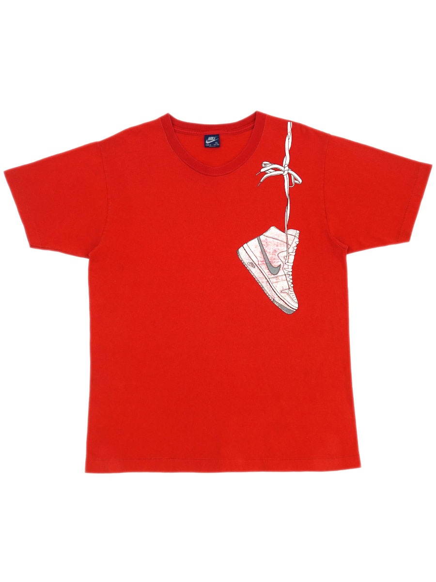 80's 紺タグ NIKE ''AIR SHIP'' 肩掛けプリント Tシャツ レッド 表記(XL) USA製