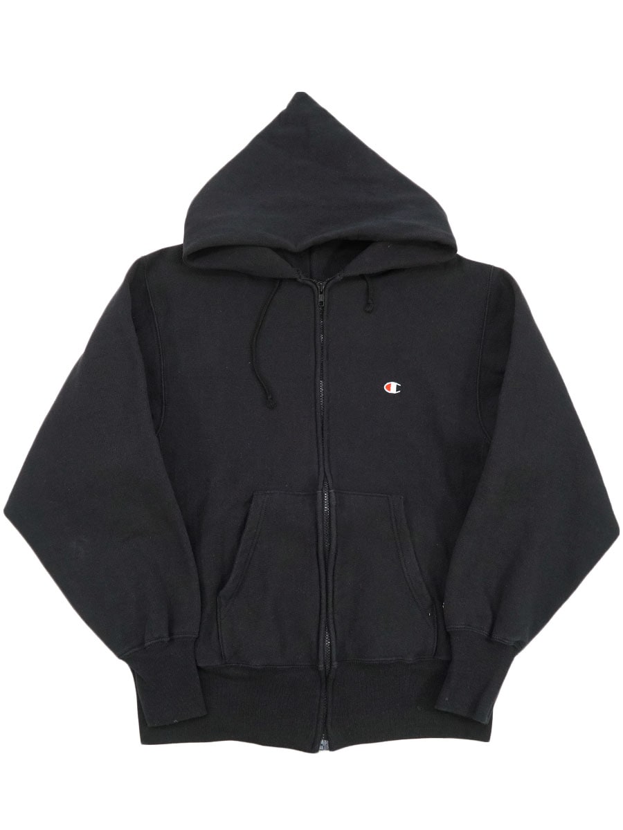 90's 刺繍タグ チャンピオンRW フルジップパーカ ブラック 表記(M) USA製