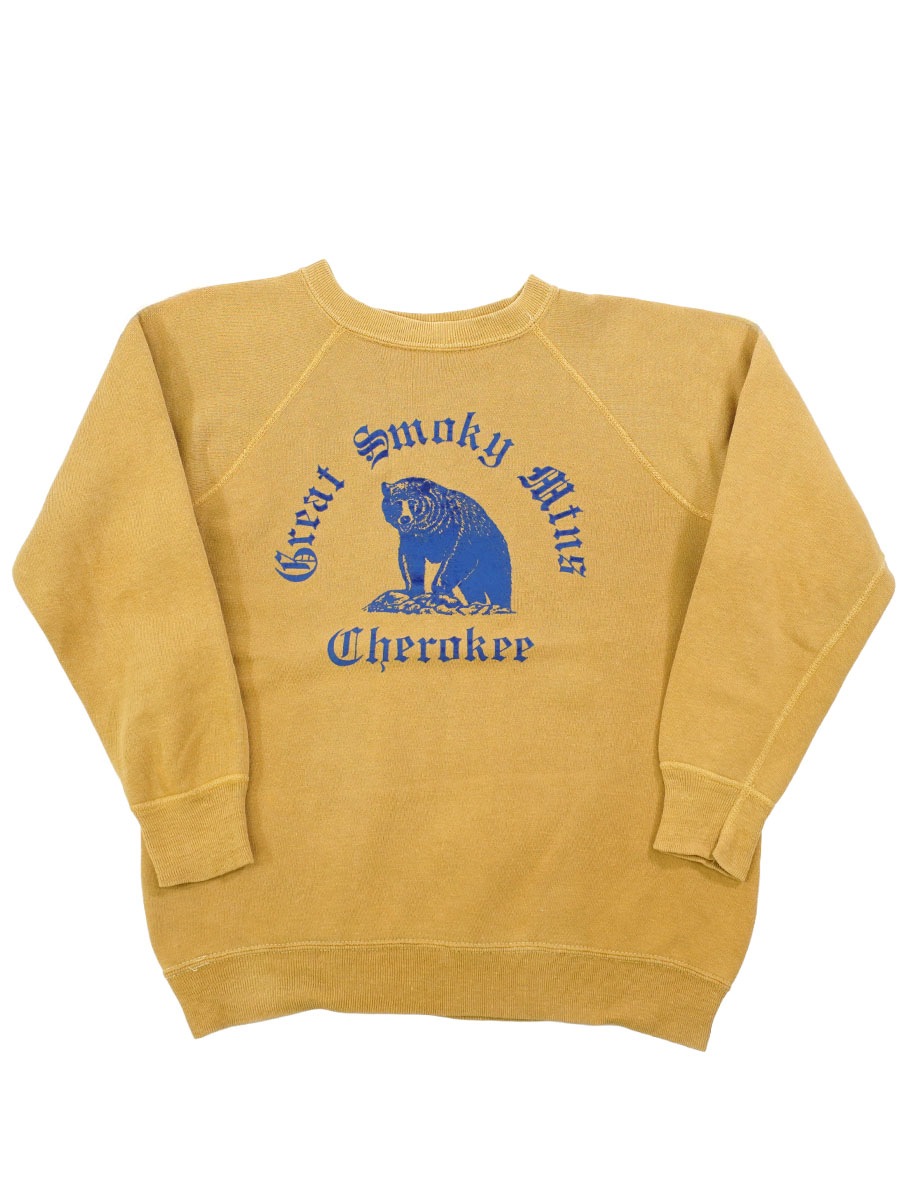 60's ''Great Smoky Ming Cherokee'' フロッキー3段プリント ラグラン