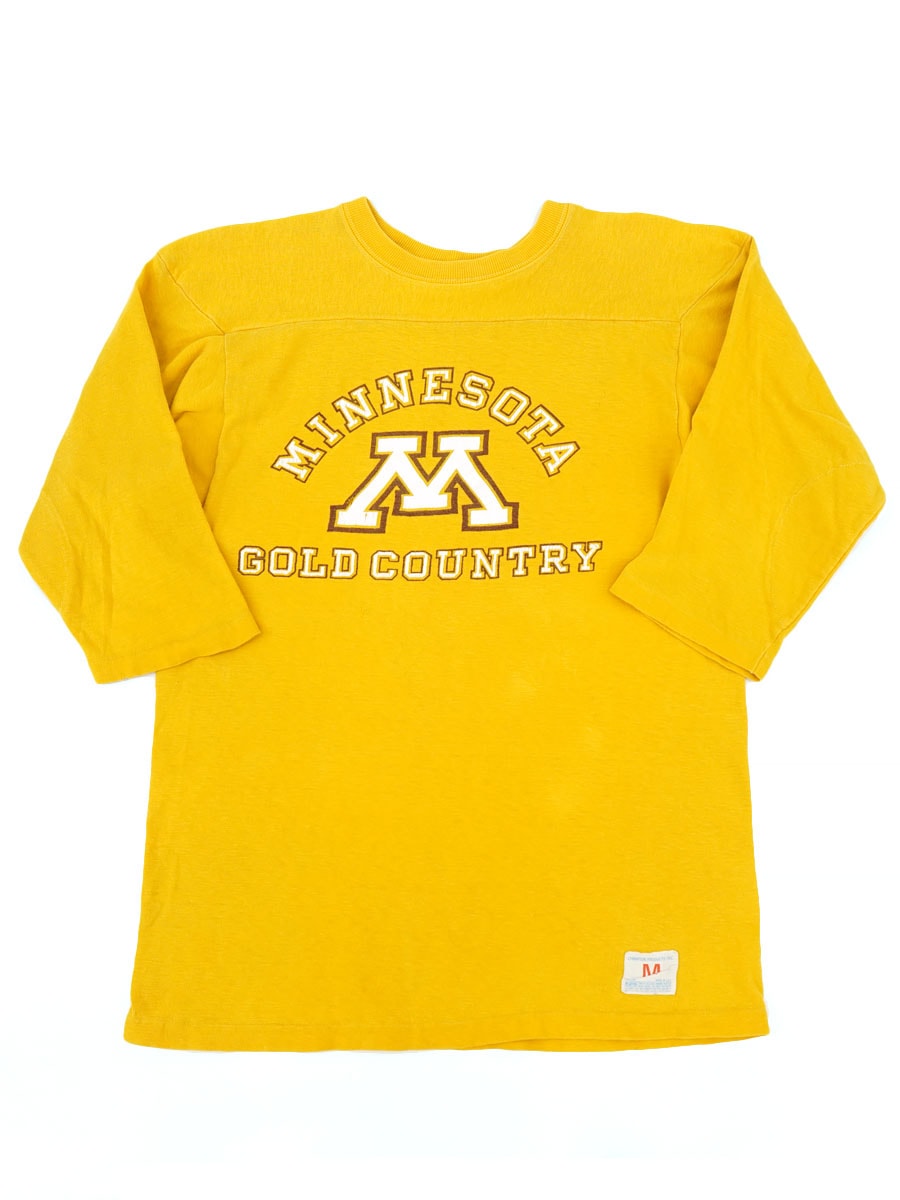 70's バータグ チャンピオン ''MINNESOTA'' 3段プリント フットボールT 表記(M) エルボー