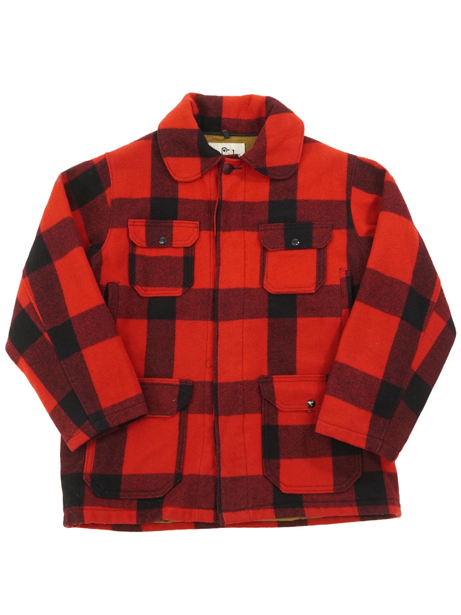 80's Woolrich 赤黒バッファローチェック ウール マッキーノジャケット